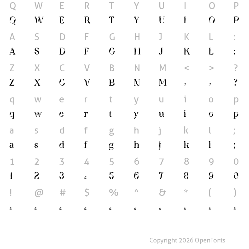 Character Map of FONTSPRING DEMO - TA Charged Regular