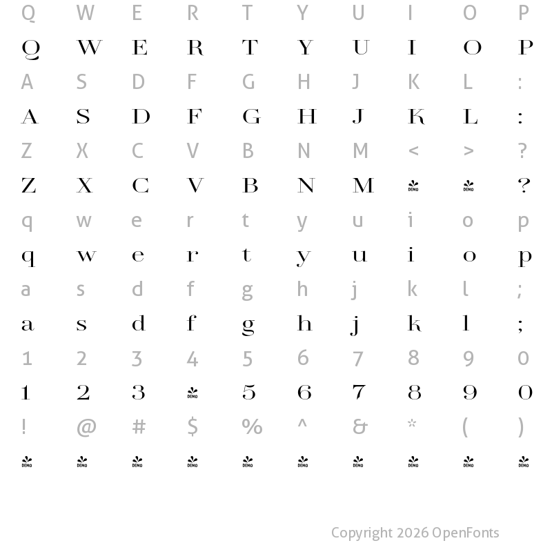 Character Map of FONTSPRING DEMO - TA Regresso D Semi Expanded Lt SmEx Regular