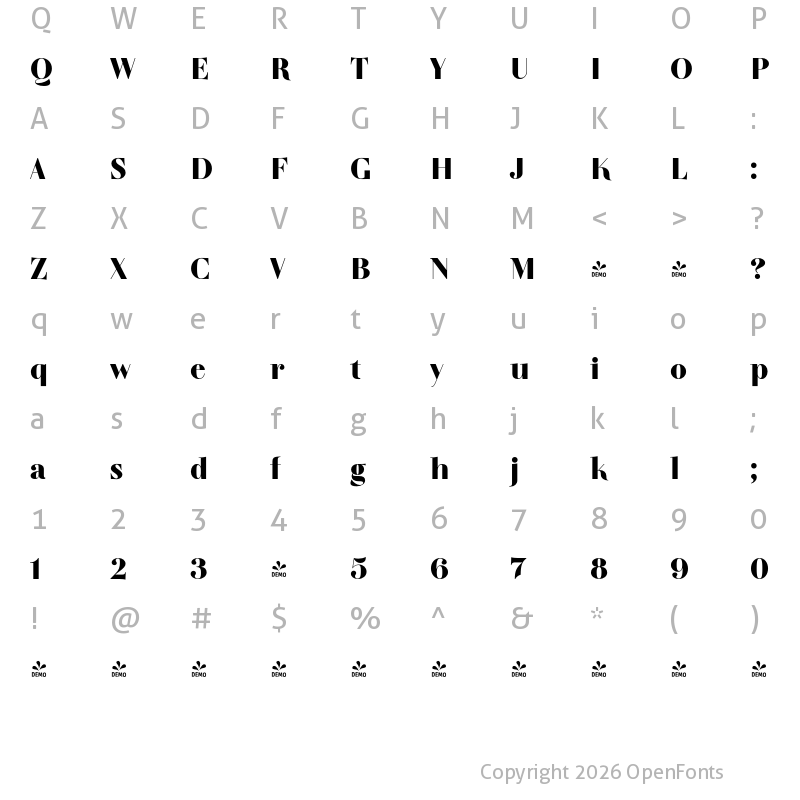 Character Map of FONTSPRING DEMO - TA Regresso Easy Bold