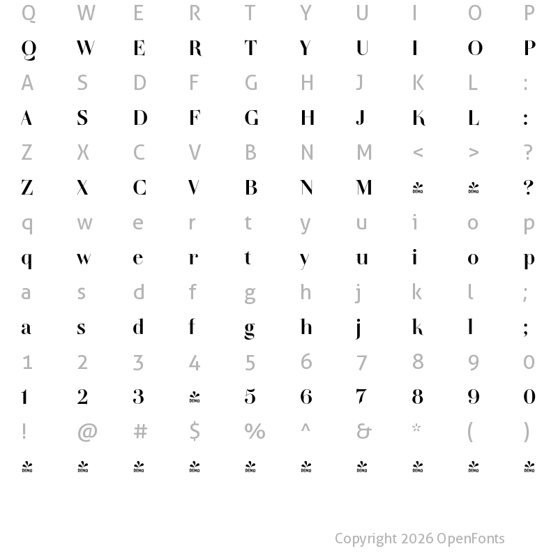 Character Map of FONTSPRING DEMO - TA Regresso Easy Med Regular