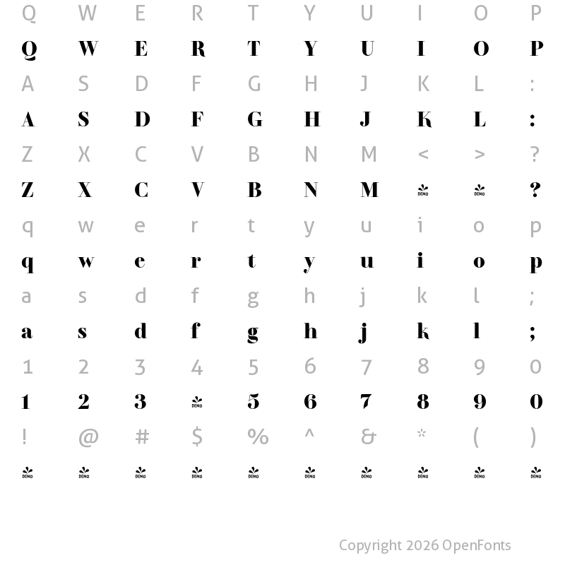 Character Map of FONTSPRING DEMO - TA Regresso Rounded Bold