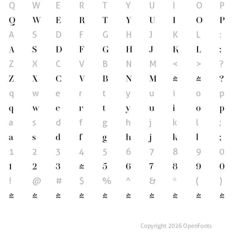 Character Map of FONTSPRING DEMO - TA Regresso Rounded Regular