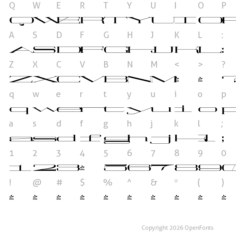 Character Map of FONTSPRING DEMO - TA Regresso Stretch Bold