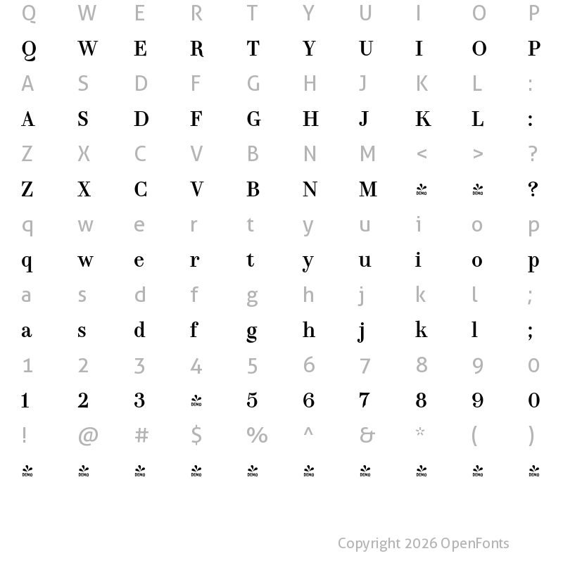Character Map of FONTSPRING DEMO - TA Regresso Subhead Med Regular