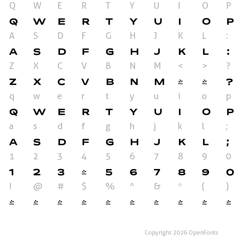 Character Map of FONTSPRING DEMO - Tapas Sans Regular