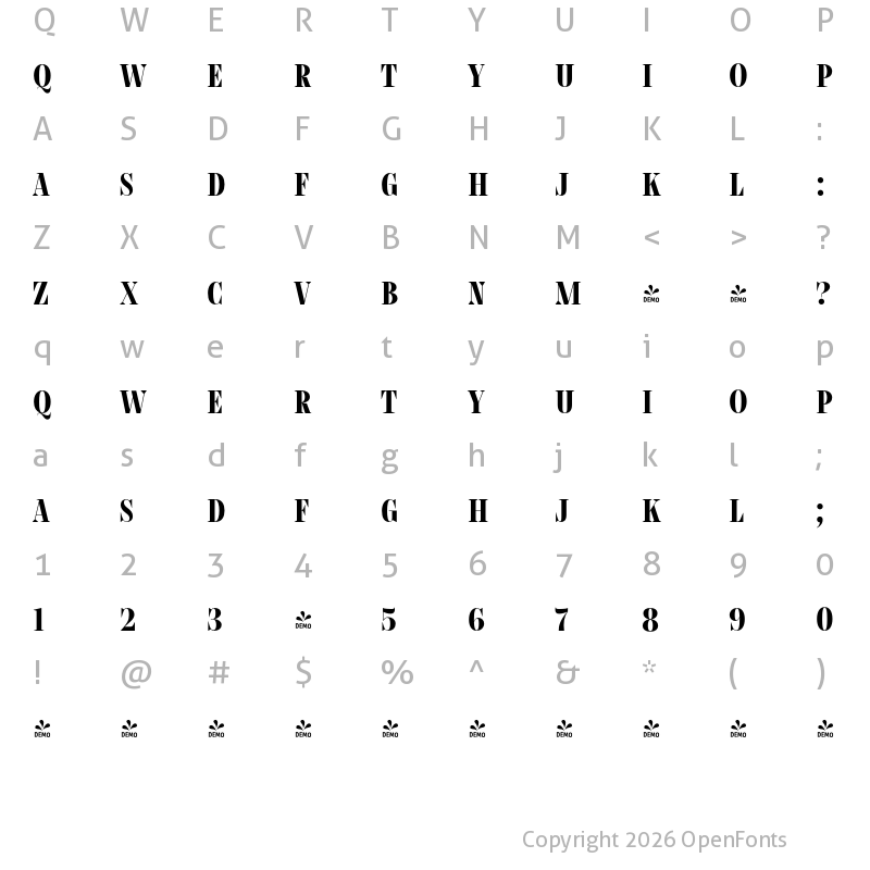 Character Map of FONTSPRING DEMO - Tapas Serif Regular