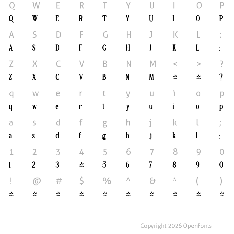 Character Map of FONTSPRING DEMO - TBJ Malta Black Regular