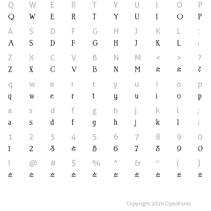 Character Map of FONTSPRING DEMO - TC Quarterly Regular