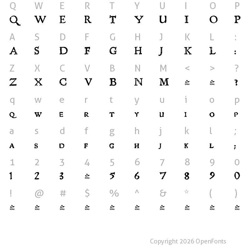 Character Map of FONTSPRING DEMO - Telegdi Pro Bd SC Bold SmallCaps