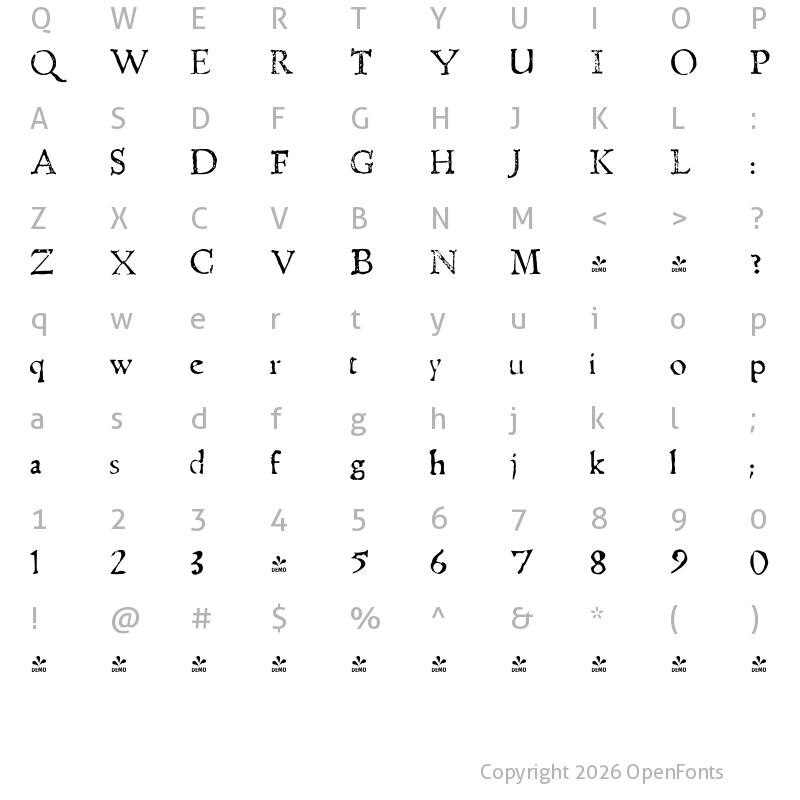 Character Map of FONTSPRING DEMO - Telegdi Pro Reg Regular