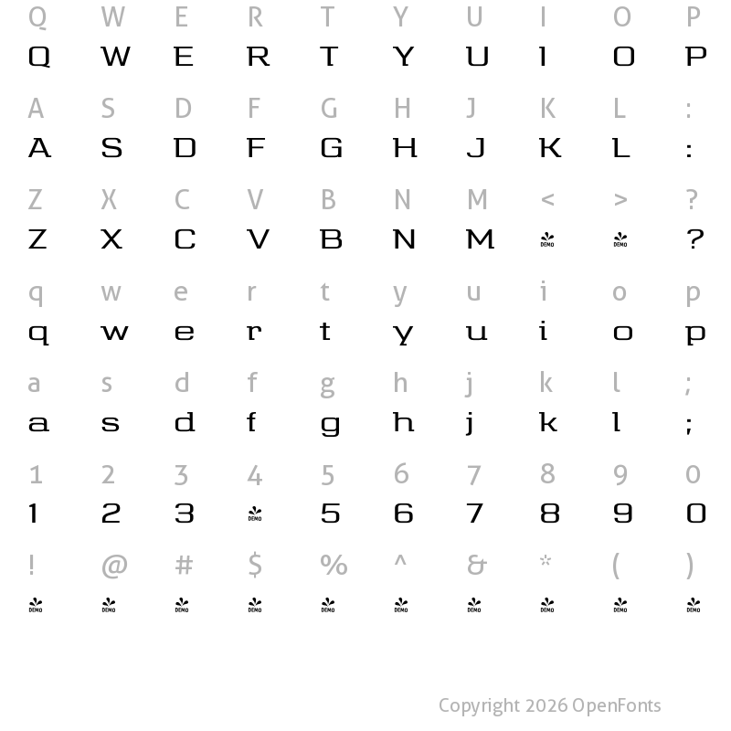 Character Map of FONTSPRING DEMO - Telephone Extended Regular
