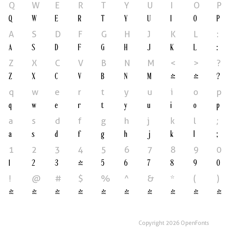 Character Map of FONTSPRING DEMO - Ten Twenty Regular