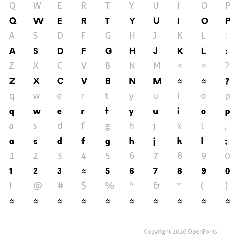Character Map of FONTSPRING DEMO - TG Neuramatica Black Regular