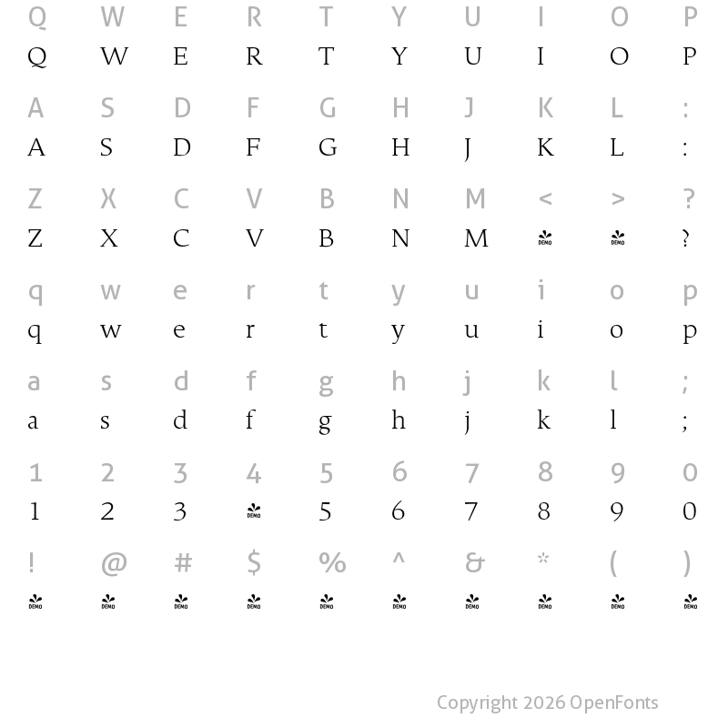 Character Map of FONTSPRING DEMO - That Lt Regular