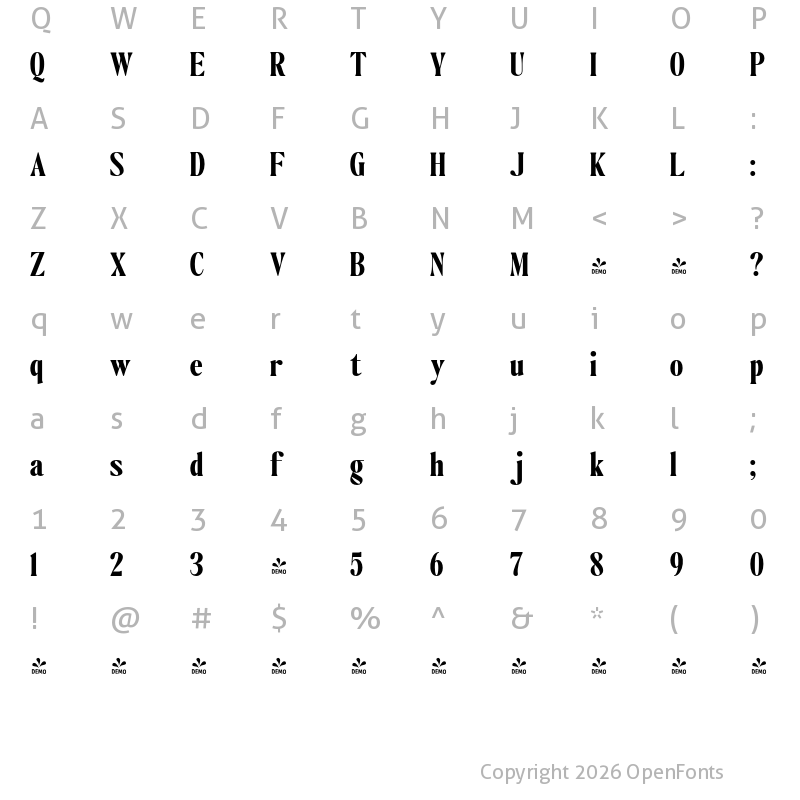 Character Map of FONTSPRING DEMO - The Qualified Black Regular
