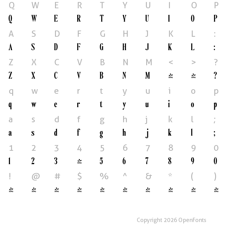 Character Map of FONTSPRING DEMO - The Qualified ExtBd Cond Regular