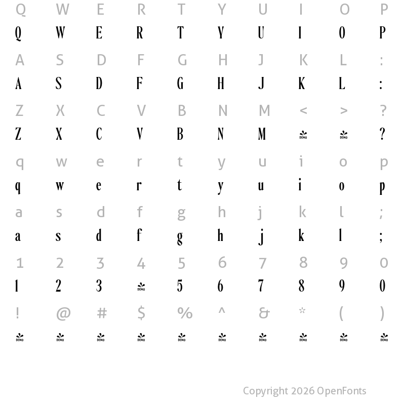 Character Map of FONTSPRING DEMO - The Qualified SemBd Cond Regular