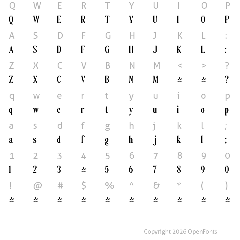 Character Map of FONTSPRING DEMO - The Qualified SemBd Regular