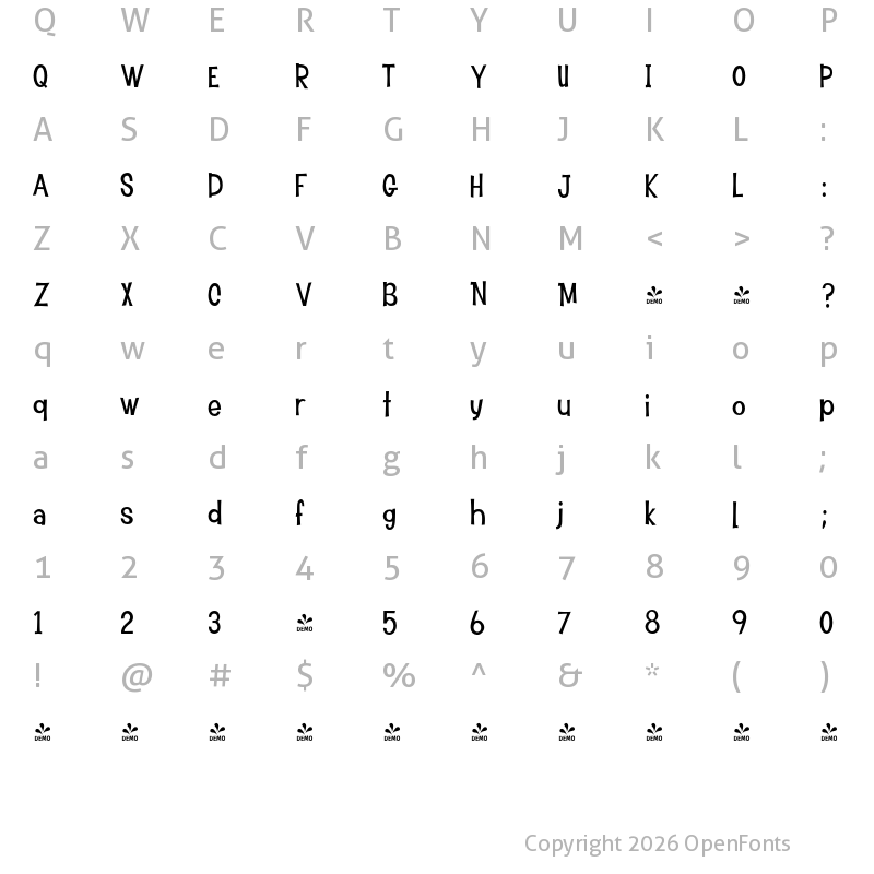 Character Map of FONTSPRING DEMO - Tiki Tiki Festival Regular