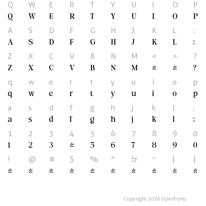Character Map of FONTSPRING DEMO - Timeless Memories Regular