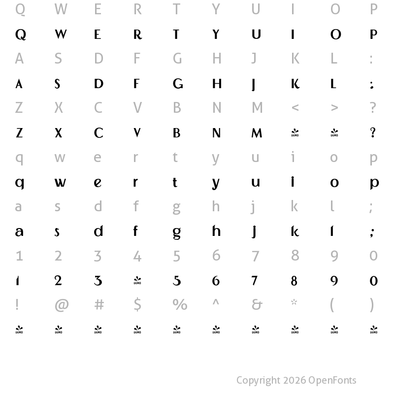 Character Map of FONTSPRING DEMO - Timernis ExtBlk Regular