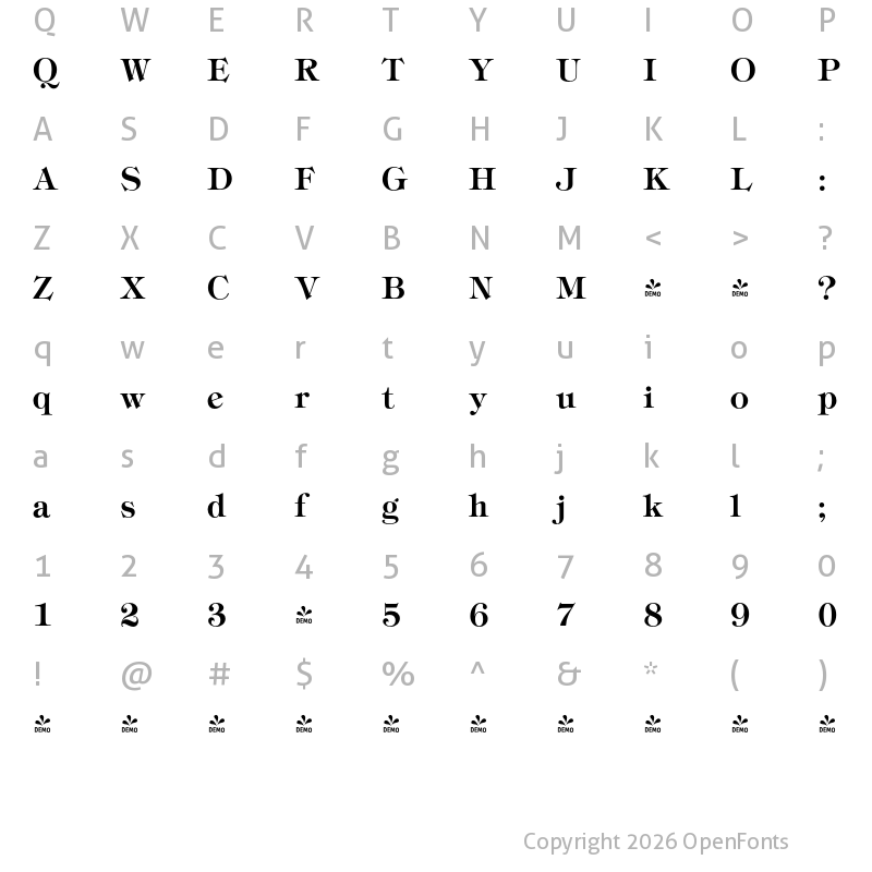 Character Map of FONTSPRING DEMO - Tipton Bold