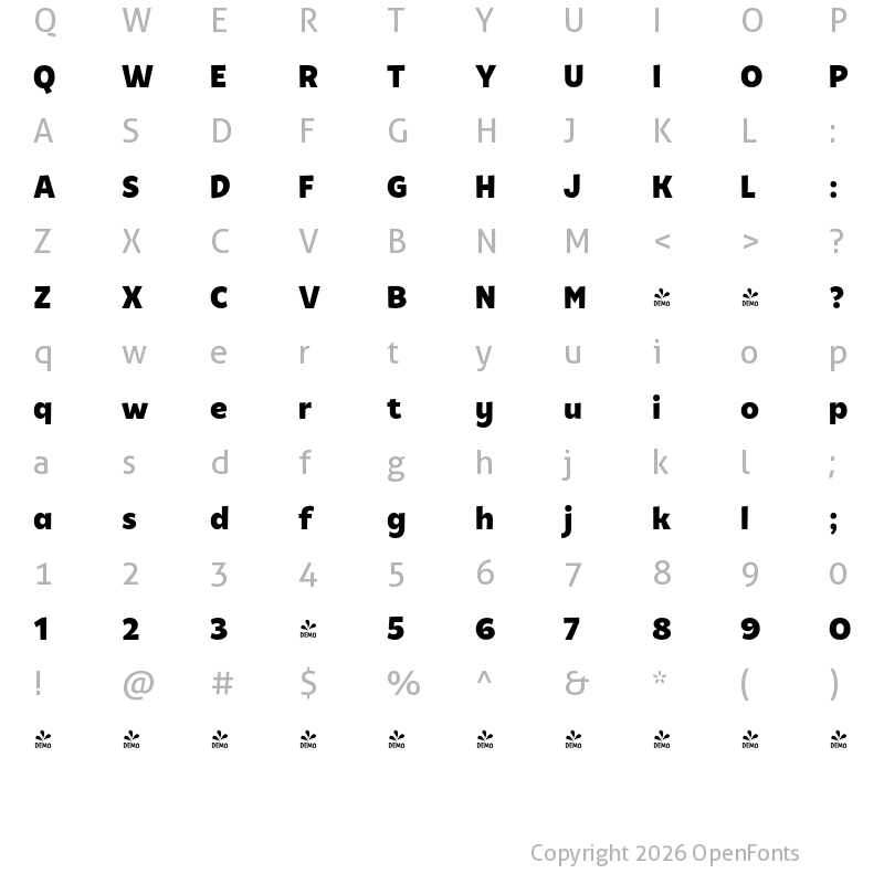 Character Map of FONTSPRING DEMO - Tobi Next Black Basic Bold