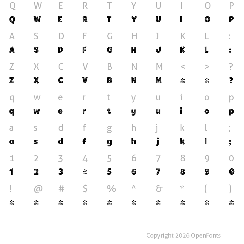 Character Map of FONTSPRING DEMO - Tobi Pro Heavy Bonus One Regular