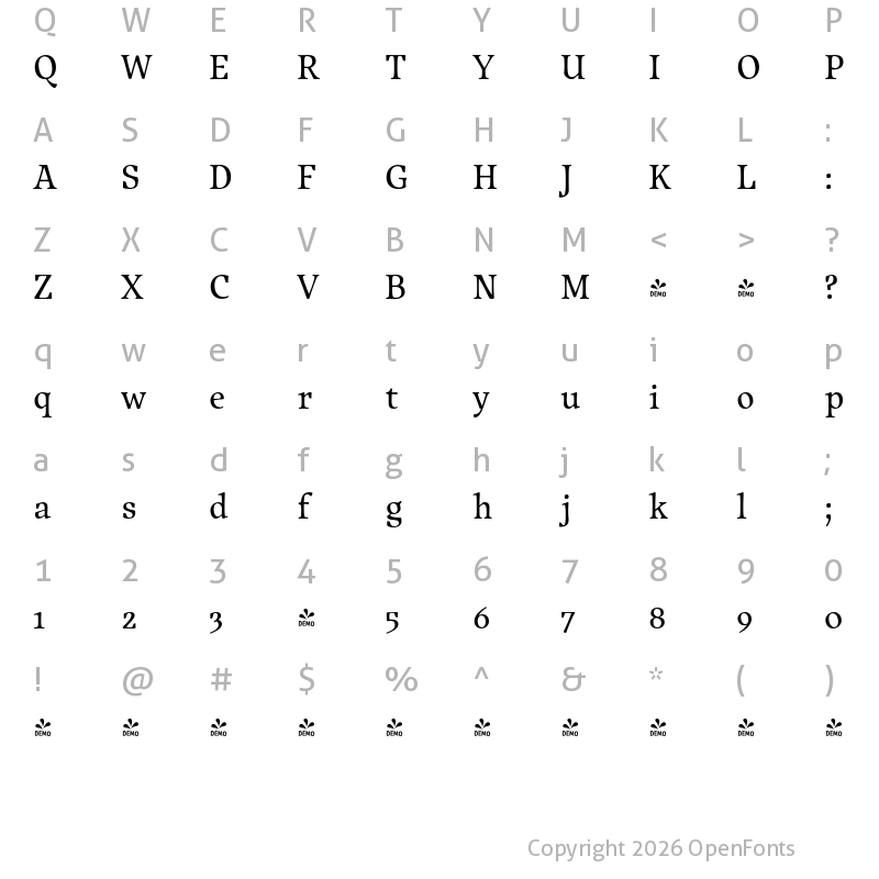 Character Map of FONTSPRING DEMO - Traction Regular
