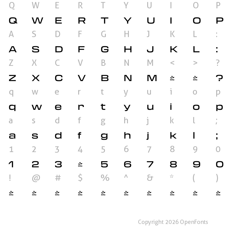 Character Map of FONTSPRING DEMO - Transducer Extended Medium Regular