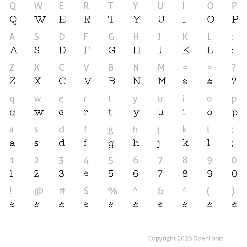 Character Map of FONTSPRING DEMO - Tropen Serif Regular