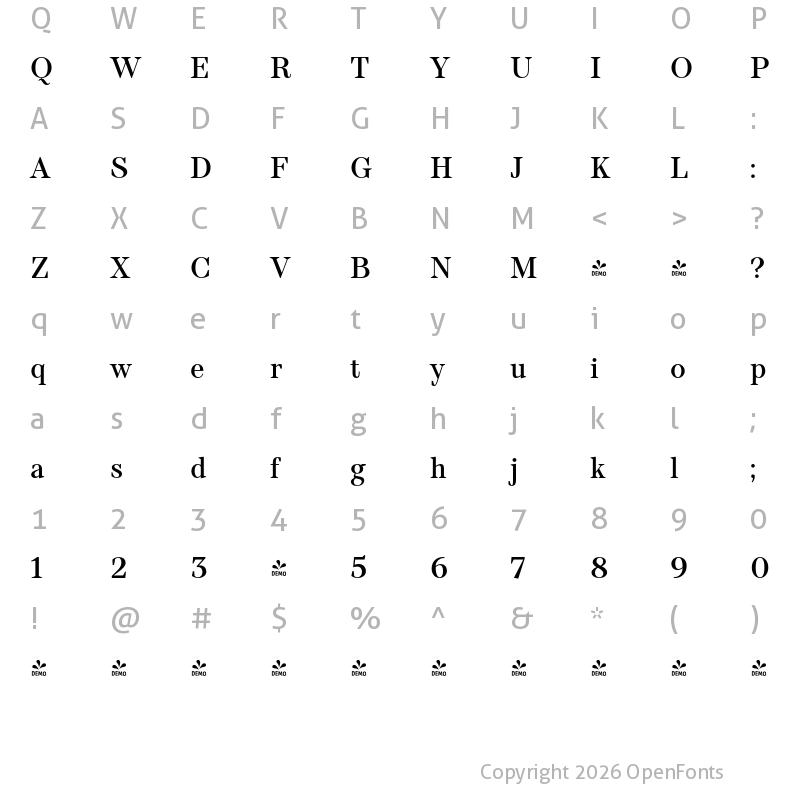 Character Map of FONTSPRING DEMO - TT Barrels DemiBold Regular