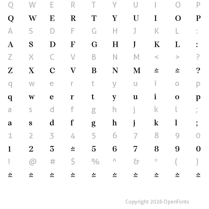 Character Map of FONTSPRING DEMO - TT Livret Subhead Medium Regular