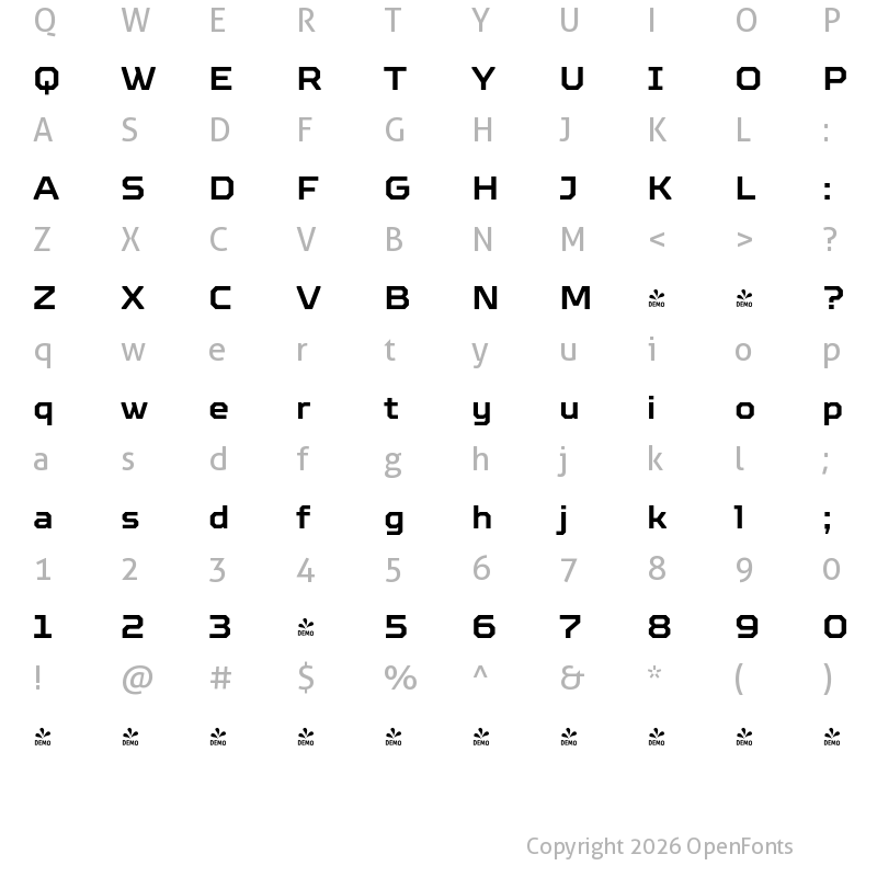 Character Map of FONTSPRING DEMO - TT Octosquares DemiBold Regular