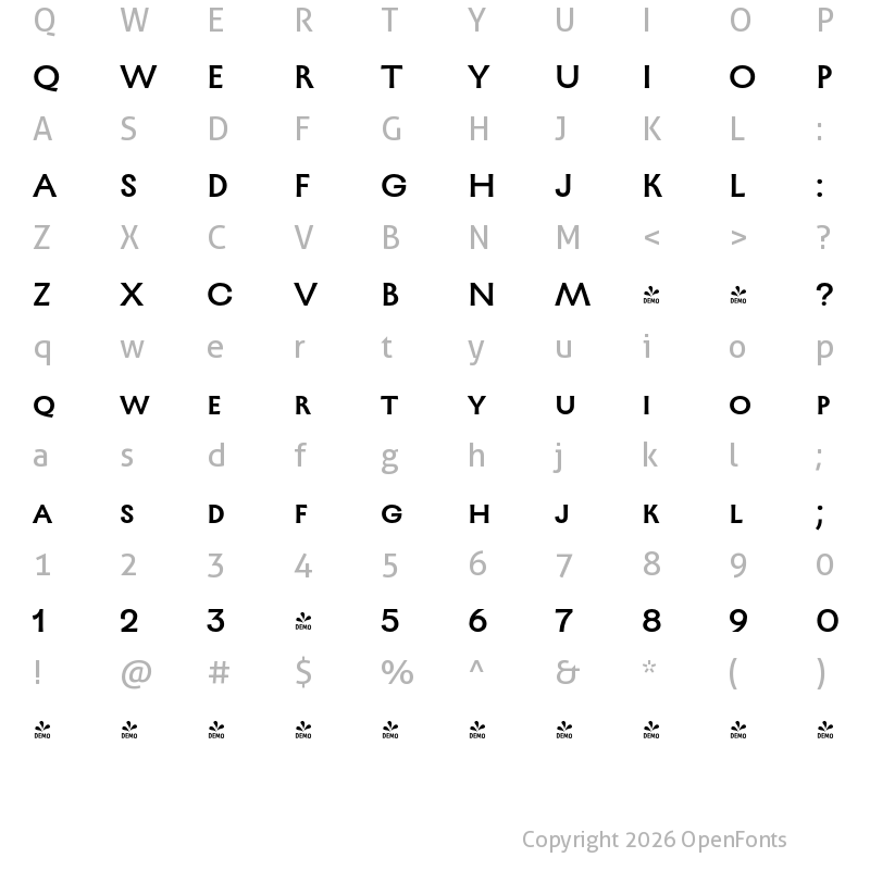 Character Map of FONTSPRING DEMO - TT Ricordi Greto Medium Regular