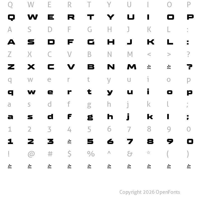 Character Map of FONTSPRING DEMO - TT Supermolot Neue Ext Black Regular