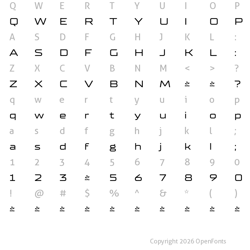 Character Map of FONTSPRING DEMO - TT Supermolot Neue Ext Medium Regular