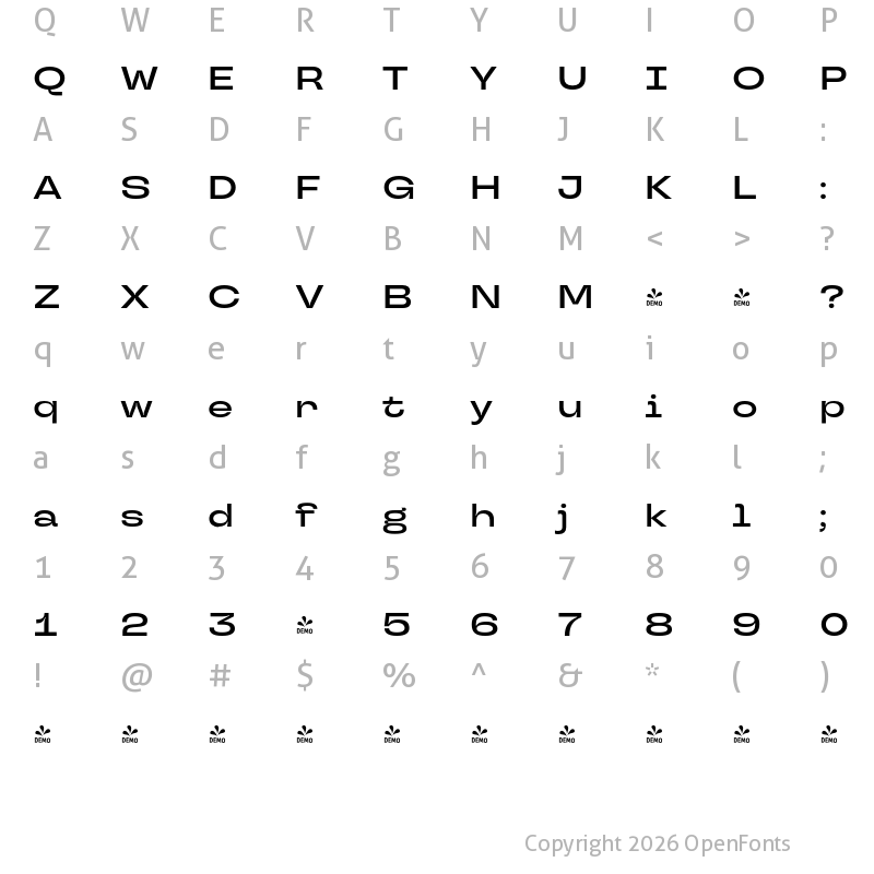 Character Map of FONTSPRING DEMO - TT Travels Next DemiBold Regular