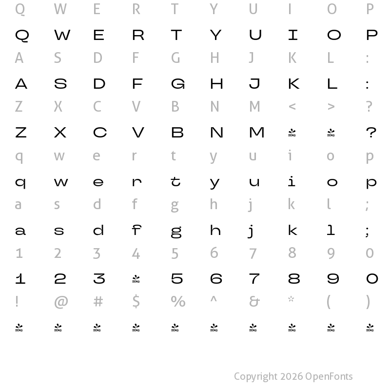 Character Map of FONTSPRING DEMO - TT Travels Next Medium Regular