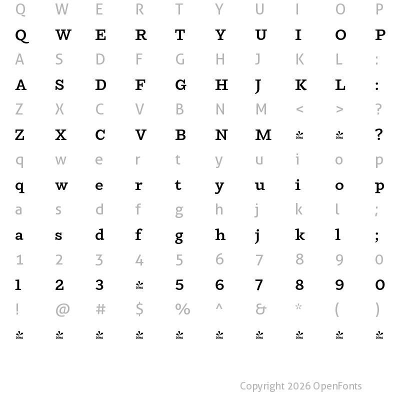 Character Map of FONTSPRING DEMO - Ulises Semi Bold Regular