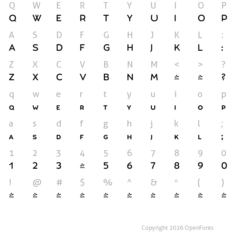 Character Map of FONTSPRING DEMO - Umba Soft SC Medium Regular