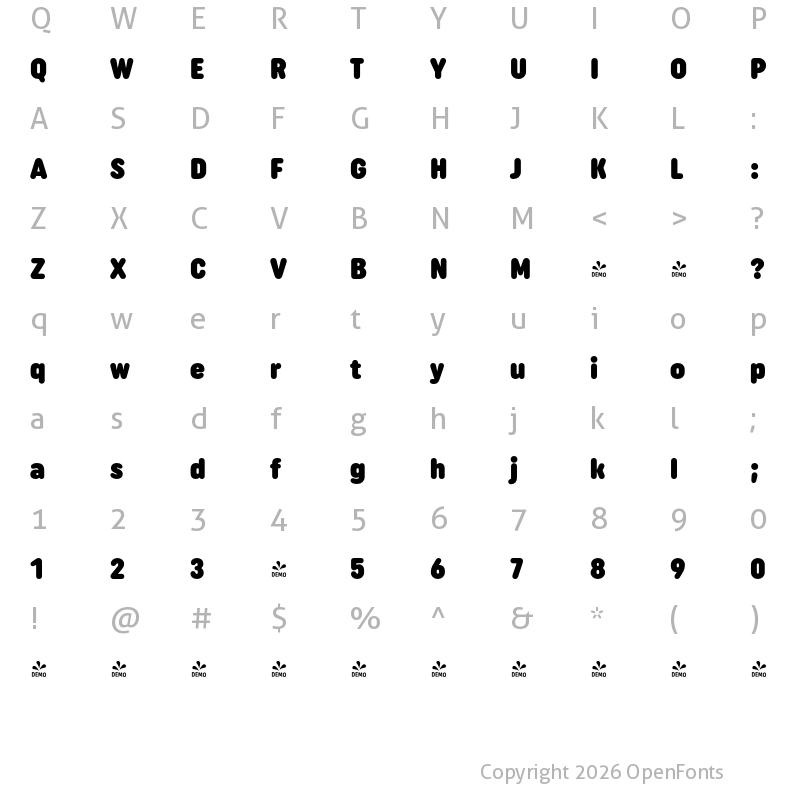 Character Map of FONTSPRING DEMO - Uniform Rounded Condensed Ultra Regular