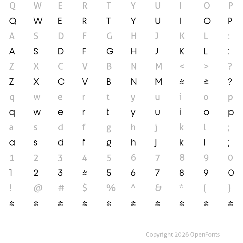 Character Map of FONTSPRING DEMO - Unigeo32 Regular