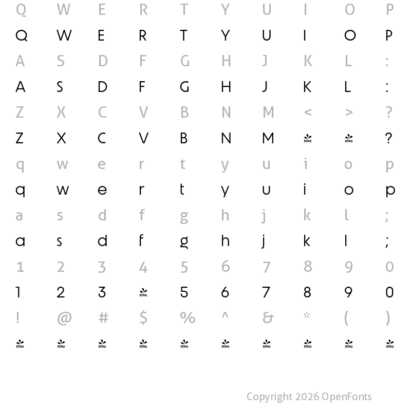 Character Map of FONTSPRING DEMO - Unigeo64 Regular