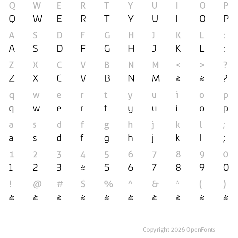 Character Map of FONTSPRING DEMO - Univia Pro Book Regular