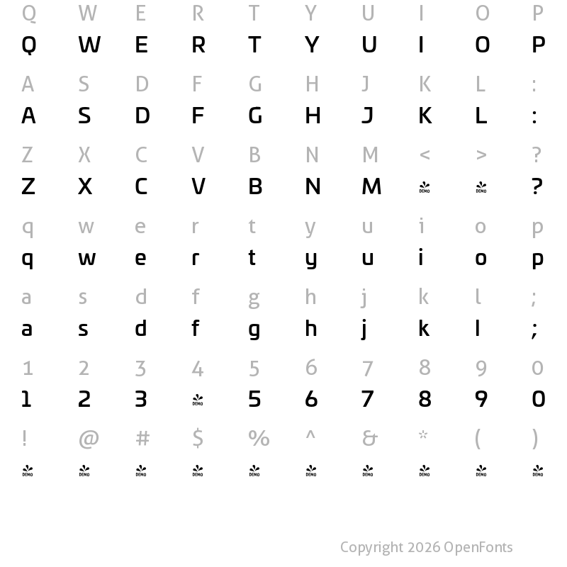 Character Map of FONTSPRING DEMO - Univia Pro Medium Regular