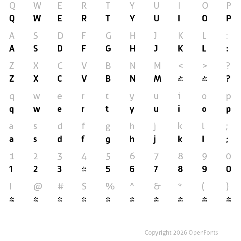 Character Map of FONTSPRING DEMO - Urfa Rd Semibold Regular