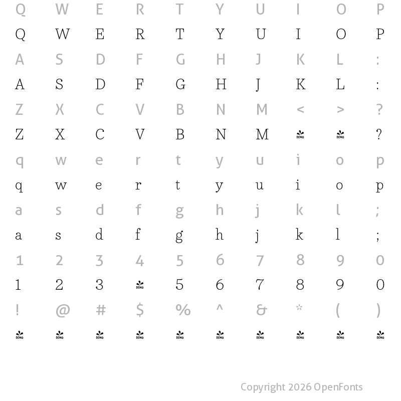 Character Map of FONTSPRING DEMO - Urge Text XLt Regular