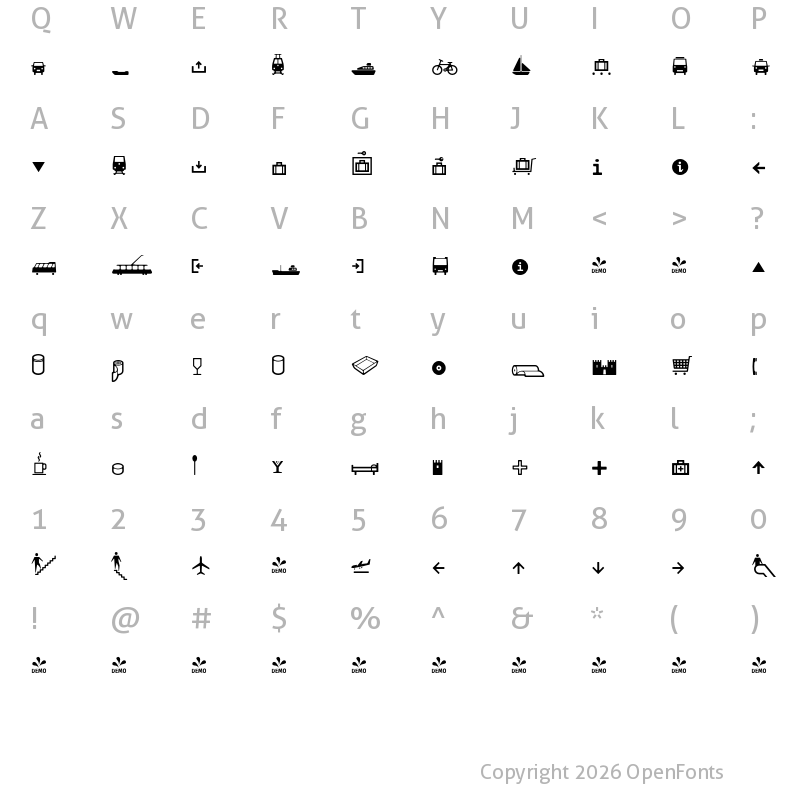 Character Map of FONTSPRING DEMO - Van Dingbats Regular