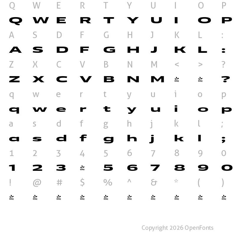 Character Map of FONTSPRING DEMO - Vast XXXL Bold Regular
